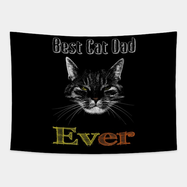 Best Cat Dad Ever Cute Kitten For Daddy Birthday Tapestry by StuSpenceart