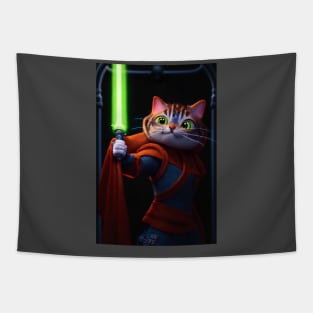 Fun Cat Print ~ AI Art ~ Fantasy Cat ~ Sci-fi Cat ~ Cats with Lightsabers Tapestry