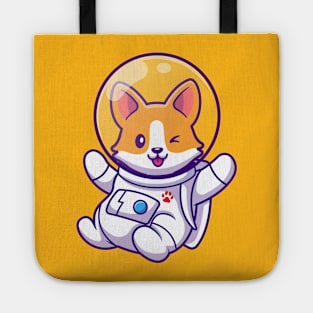 Cute Corgi Astronaut Flying Cartoon Tote