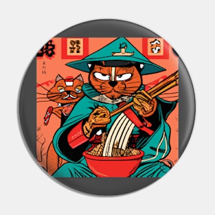 Samurai Cat with Sidekick Pin