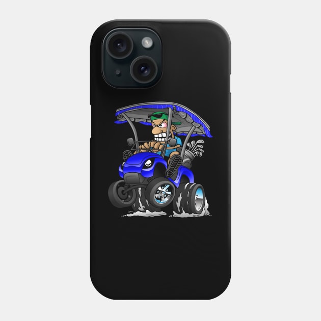 Funny Golf Cart Hotrod Golf Car Popping a Wheelie Cartoon Phone Case by hobrath