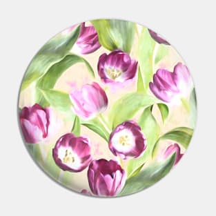 Bright Tulips on Soft Grey Pin