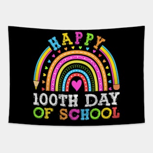 Happy 100Th Day Of School Teacher Kids 100 Days Rainbow Girl Tapestry