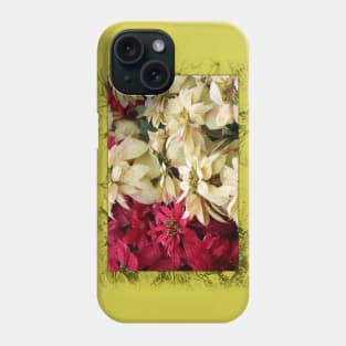 Red and White Christmas Poinsettias Digital Art Phone Case