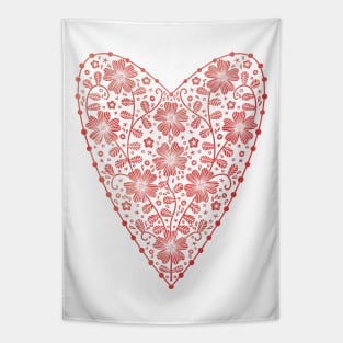 Scandinavian Floral Heart Tapestry