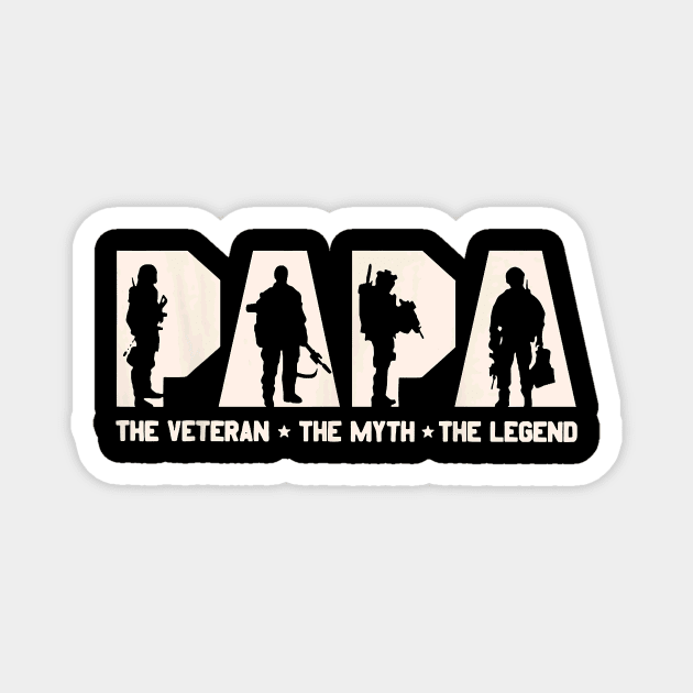 Papa Veteran The Myth The Legend Fathers Day Grandpa Magnet by Schied Tungu 