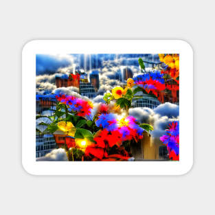 Colorful Flowers in the City Art Magnet