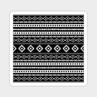 Aztec White on Black Mixed Motifs Pattern Magnet