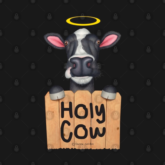 Cute adorable funny cow looking Holy Cow by Danny Gordon Art