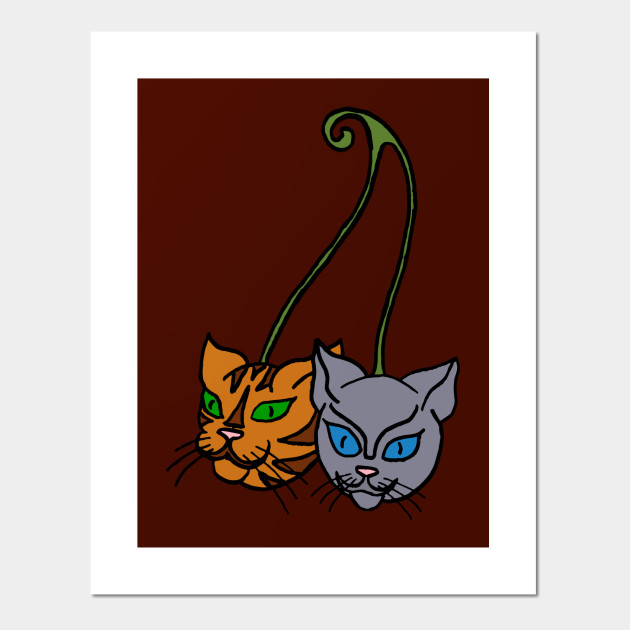 Cat Head Cherries Cats Posters And Art Prints Teepublic