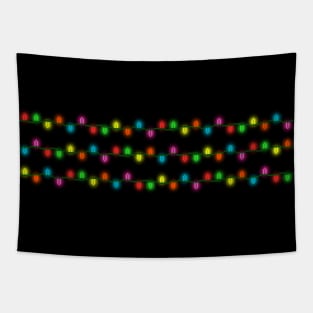 String of Pixel Glowing Christmas Lights (Black) Tapestry