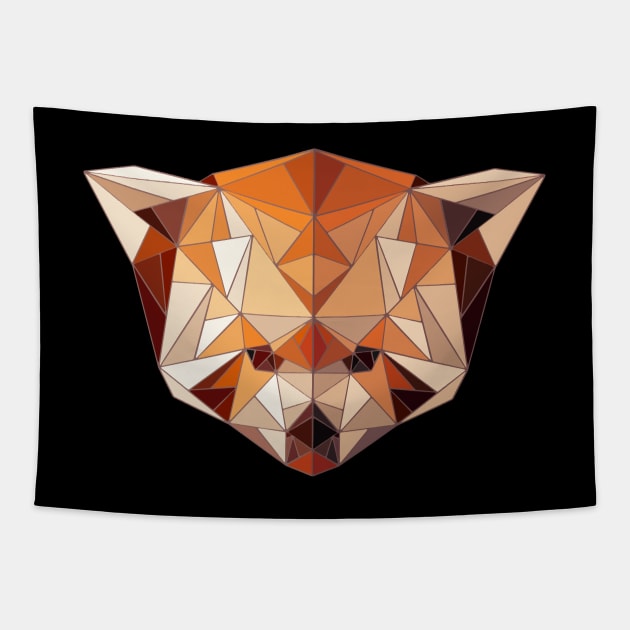 Polygon Red Panda Geometric Animal Tapestry by Foxxy Merch