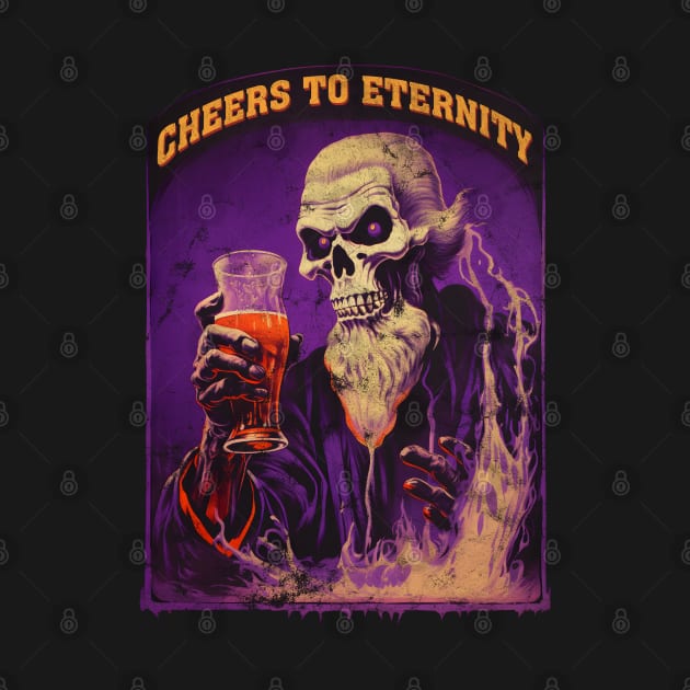 Cheers To Eternity - Retro Distressed Halloween by Dazed Pig