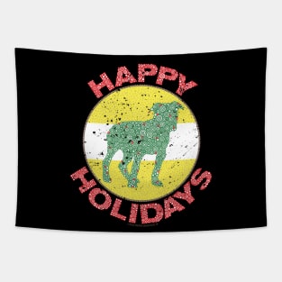 Happy Holidays Pitbull Circle Design Tapestry