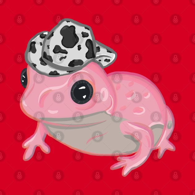 Pink Frog Wearing Cowboy Hat by RoserinArt