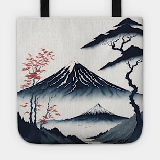 Serene Mount Fuji Sunset - Peaceful River Scenery Tote