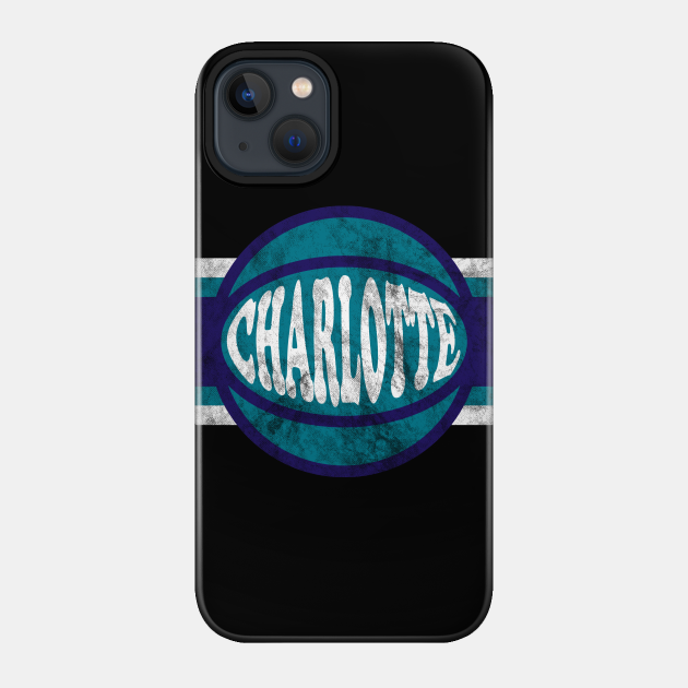 Charlotte Basketball retro and distressed ball and stripe - Charlotte Hornets - Phone Case