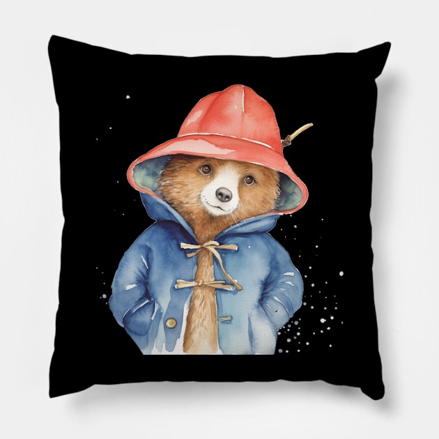 Paddington Bear Watercolour Illustration Pillow by Kit'sEmporium