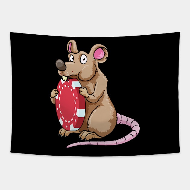 Beautiful rat is nibbling on a poker chip Tapestry by Markus Schnabel