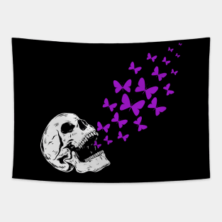 Butterfly Skull - Purple Tapestry