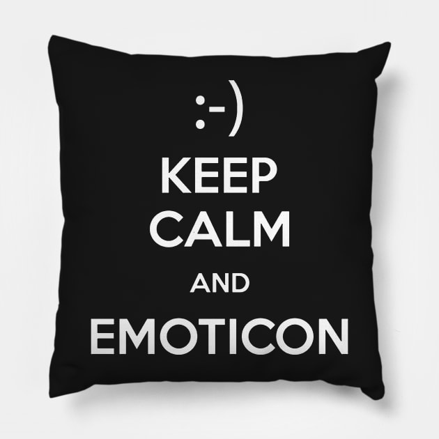 Keep Calm and Emoticon Pillow by idontwannawait