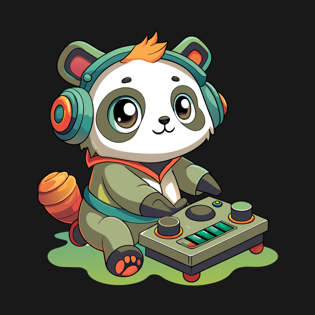 cute panda playing dj music by Shapwac12