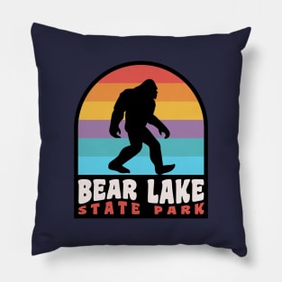 Bear Lake Utah Bigfoot Sasquatch Retro Sunset Pillow