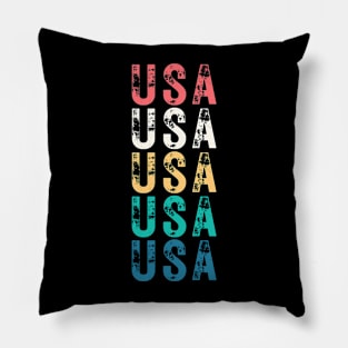 USA DISTRESSED GRUNGE RETRO U.S.A INDEPENDENCE DAY 4TH JULY Pillow