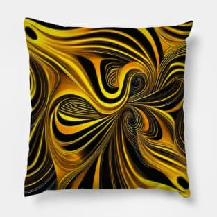 Abstract Black and Gold Swirls Pillow