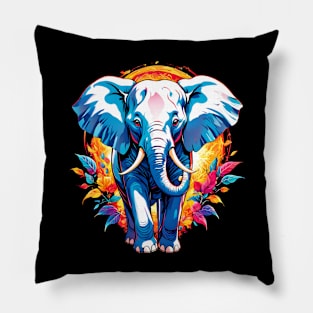 Dreamlike Elephant: A Vibrant Modern Digital Art Pillow