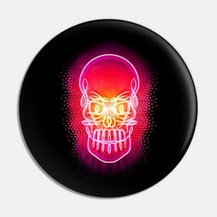 Psychedelic Celtic Neon Glowing Skull Pin