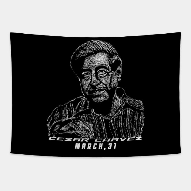 Cesar Chavez day / Civil Rights Leader Cesar Chavez /Scribble art Cesar Chavez Tapestry by Lintang Art