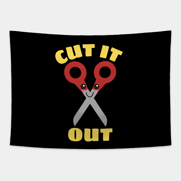 Cut It Out - Cute Scissor Pun Tapestry by Allthingspunny