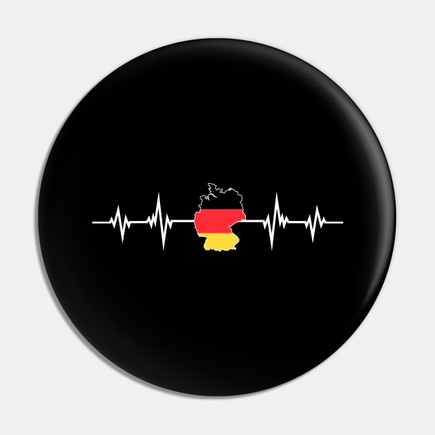 Heartbeat Design German Map Flag Germany Pin by MGS