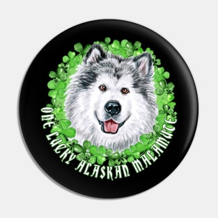 One Lucky Alaskan Malamute Funny St. Patrick Dog Pin