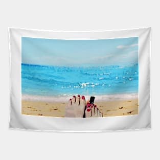 Fierce Pink on the Beach Tapestry