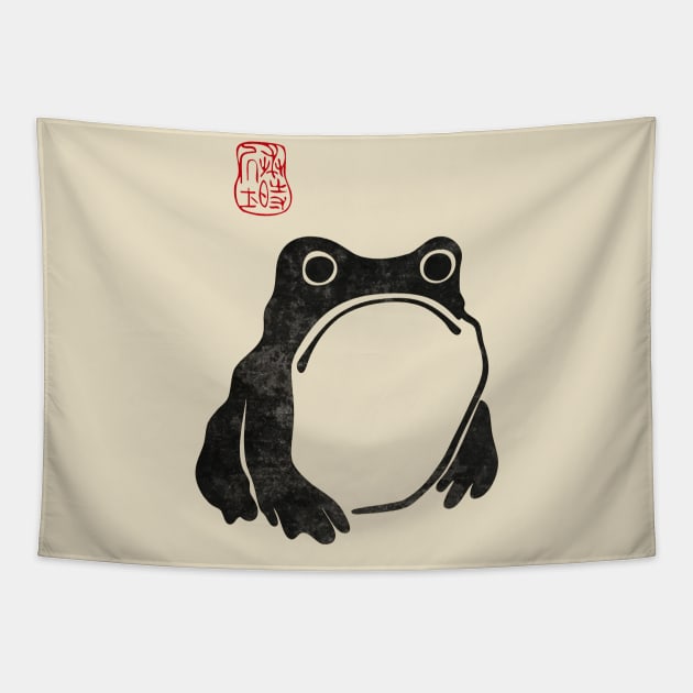 Matsumoto Hoji Woodblock Print Grumpy Frog Toad Tapestry by sobermacho