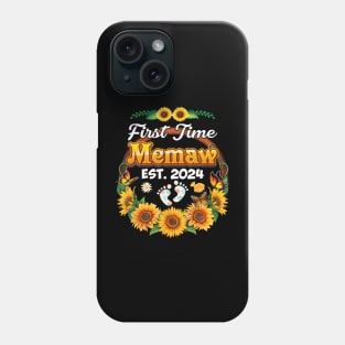 Est 2024 First Time Memaw New Mom Baby Sunflower Phone Case