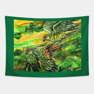 Red-lored Parrots Tapestry