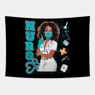 Black Nurse Uniform Face Mask Afro African Black History Tapestry