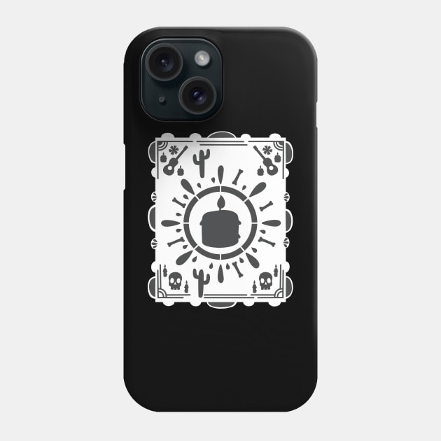 Dia De Los Muertos- black candle- white Papel Picado - Black Cactus Phone Case by Scriptnbones