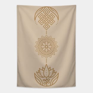 Spiritual Symbols Design - Mandala - Flower of Life - Unalome Tapestry