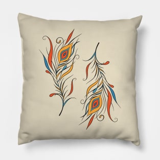 Two colored feathers. Pillow