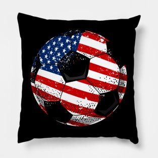 Soccer American Flag 4Th Of July Pillow