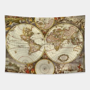 Antique Old World Map by Frederick de Wit, c. 1680 Tapestry