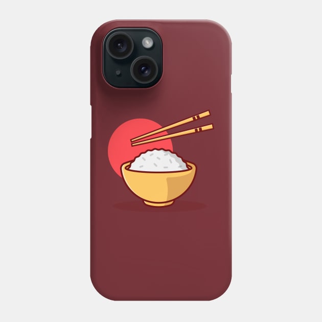 Japanese Rice Bowl with Chopsticks Phone Case by KH Studio