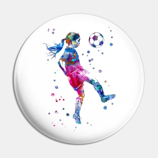 Soccer Player Little Girl With Ball Pin