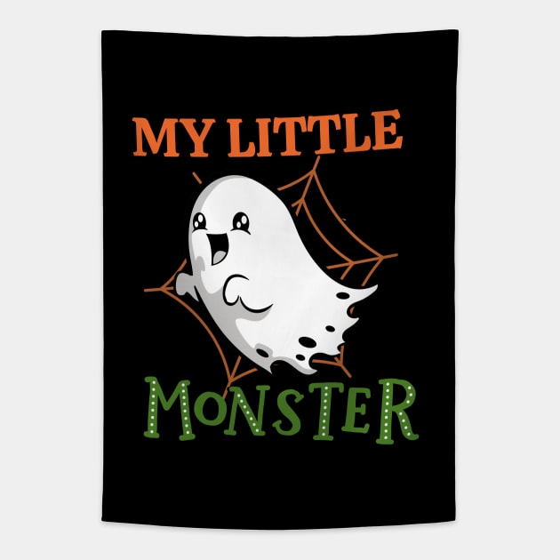 My Little Monster Funny cute Scary ghost Halloween cute scary little ghost Tapestry by BoogieCreates