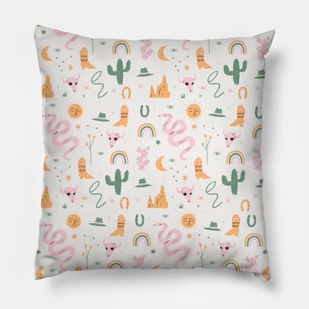 Wild West Pattern Small Pillow by Charly Clements