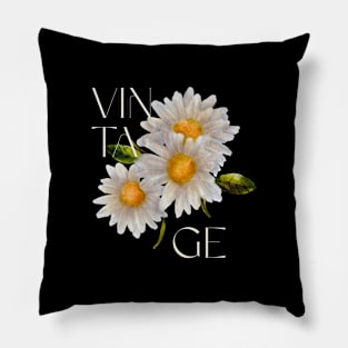 Daisies Minimalist Flora Positive Vintage Retro Pillow